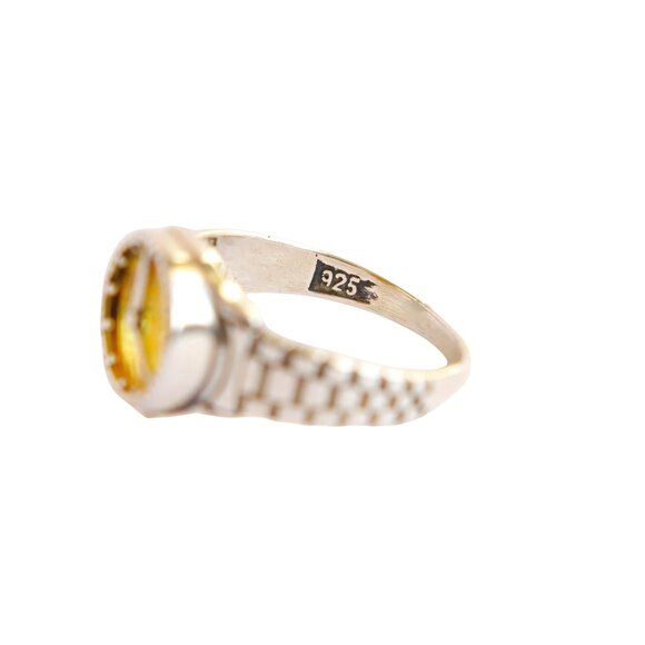 Baltic Lemon Amber Clock Ring in 925 Sterling Silver Size 8.5 - Picture 5 of 7